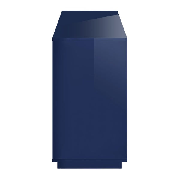 EuroStyle Tresero Six Drawer Lacquered Sideboard Bold Navy Gloss Contemporary Dining Storage High Gloss Deep Blue 90649BLU-KIT