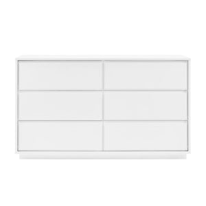 EuroStyle Tresero Six Drawer Lacquered Sideboard Bold Navy Gloss Contemporary Dining Storage High Gloss White 90649WHT-KIT