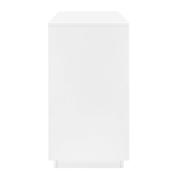 EuroStyle Tresero Six Drawer Lacquered Sideboard Bold Navy Gloss Contemporary Dining Storage High Gloss White 90649WHT-KIT