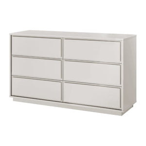 EuroStyle Tresero Six Drawer Lacquered Sideboard Bold Navy Gloss Contemporary Dining Storage High Gloss Warm Gray 90649WMGRY-KIT