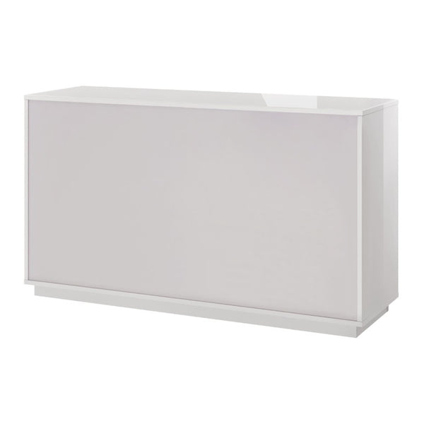 EuroStyle Tresero Six Drawer Lacquered Sideboard Bold Navy Gloss Contemporary Dining Storage High Gloss Warm Gray 90649WMGRY-KIT