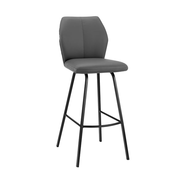 English Elm Mirano Stylish Gray Faux Leather Bar Stool With Sturdy Black Metal Frame – Perfect For Any Space! B2736P268620