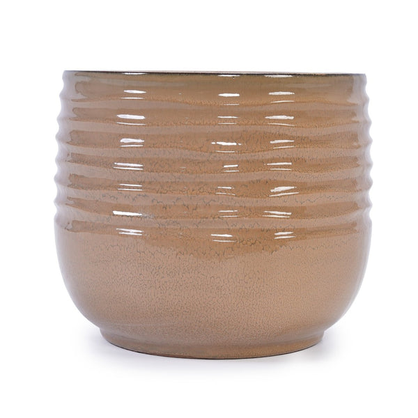 English Elm Set Of 3 Antique Bronze Ceramic Flowerpots - Elegant Modern Planters For Indoor & Outdoor Styling W3273P321466-GIGA