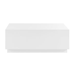 EuroStyle Tresero Lacquer Coffee Table with Hidden Push Drawer for Minimalist Living Rooms 90651-WHT