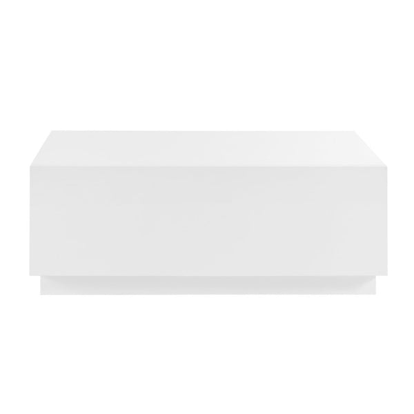 EuroStyle Tresero Lacquer Coffee Table with Hidden Push Drawer for Minimalist Living Rooms 90651-WHT