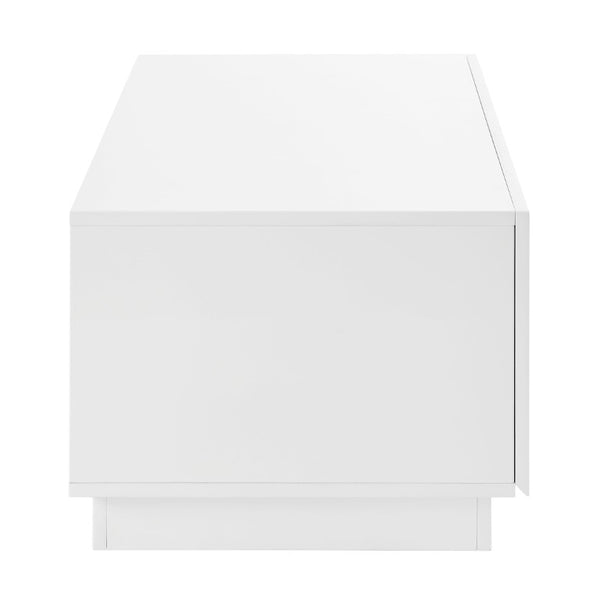 EuroStyle Tresero Lacquer Coffee Table with Hidden Push Drawer for Minimalist Living Rooms 90651-WHT