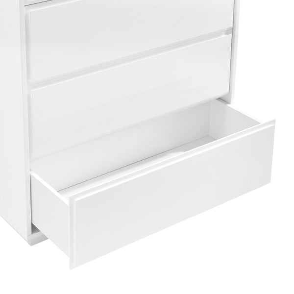 EuroStyle Tresero Four Drawer Lacquer Chest Sleek Push Open Storage for Modern Bedrooms 90652WHT-KIT