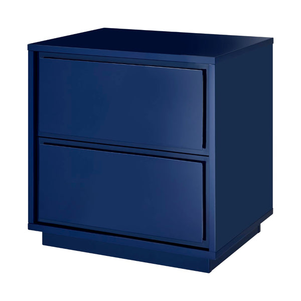 EuroStyle Tresero Nightstand in High Gloss Deep Blue