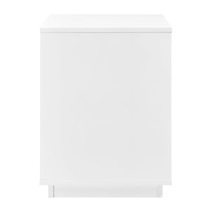 EuroStyle Tresero Lacquer Side Table with Push Open Drawers for Modern Minimalist Interiors High Gloss White 90655-WHT