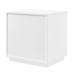 EuroStyle Tresero Lacquer Side Table with Push Open Drawers for Modern Minimalist Interiors High Gloss White 90655-WHT