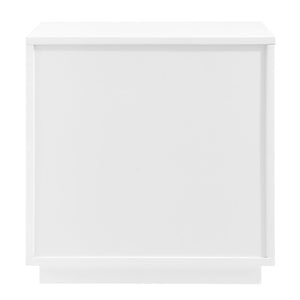 EuroStyle Tresero Lacquer Side Table with Push Open Drawers for Modern Minimalist Interiors High Gloss White 90655-WHT
