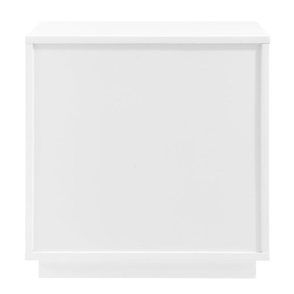 EuroStyle Tresero Lacquer Side Table with Push Open Drawers for Modern Minimalist Interiors High Gloss White 90655-WHT