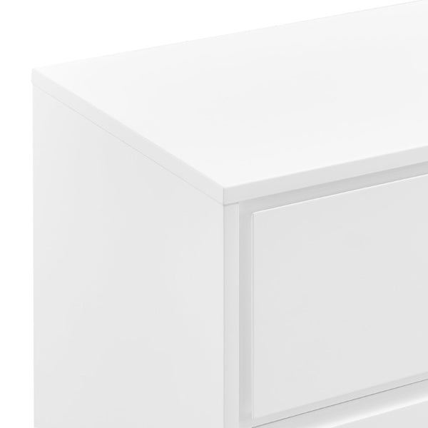 EuroStyle Tresero Lacquer Side Table with Push Open Drawers for Modern Minimalist Interiors High Gloss White 90655-WHT