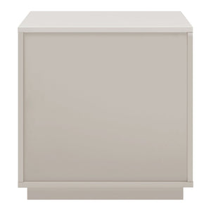 EuroStyle Tresero Lacquer Side Table with Push Open Drawers for Modern Minimalist Interiors High Gloss Warm Gray 90655-WMGRY