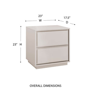 EuroStyle Tresero Lacquer Side Table with Push Open Drawers for Modern Minimalist Interiors High Gloss Warm Gray 90655-WMGRY