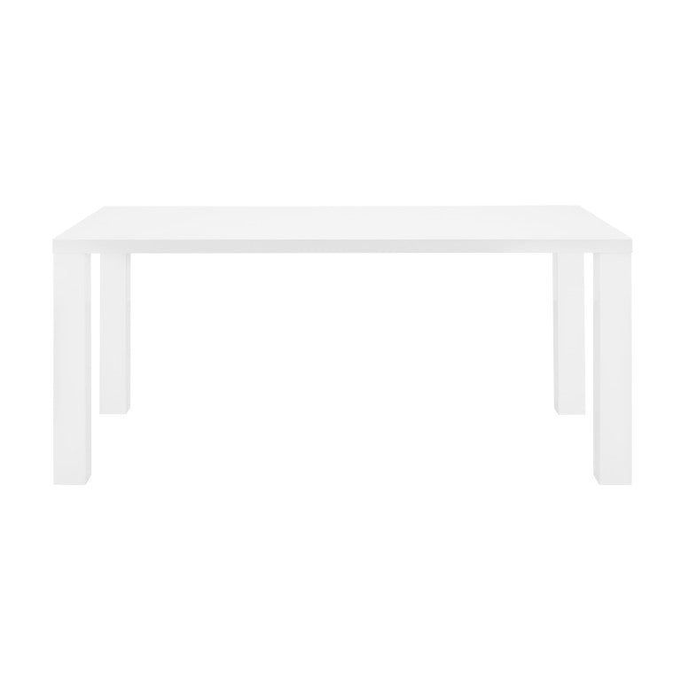 EuroStyle Tresero Rectangular Lacquer Dining Table Seats Six for Modern Minimalist Spaces 90656WHT-KIT