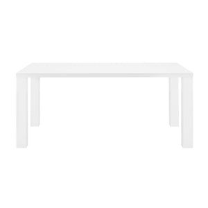 EuroStyle Tresero Rectangular Lacquer Dining Table Seats Six for Modern Minimalist Spaces 90656WHT-KIT