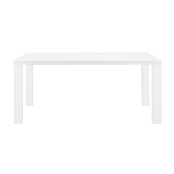 EuroStyle Tresero Rectangular Lacquer Dining Table Seats Six for Modern Minimalist Spaces 90656WHT-KIT