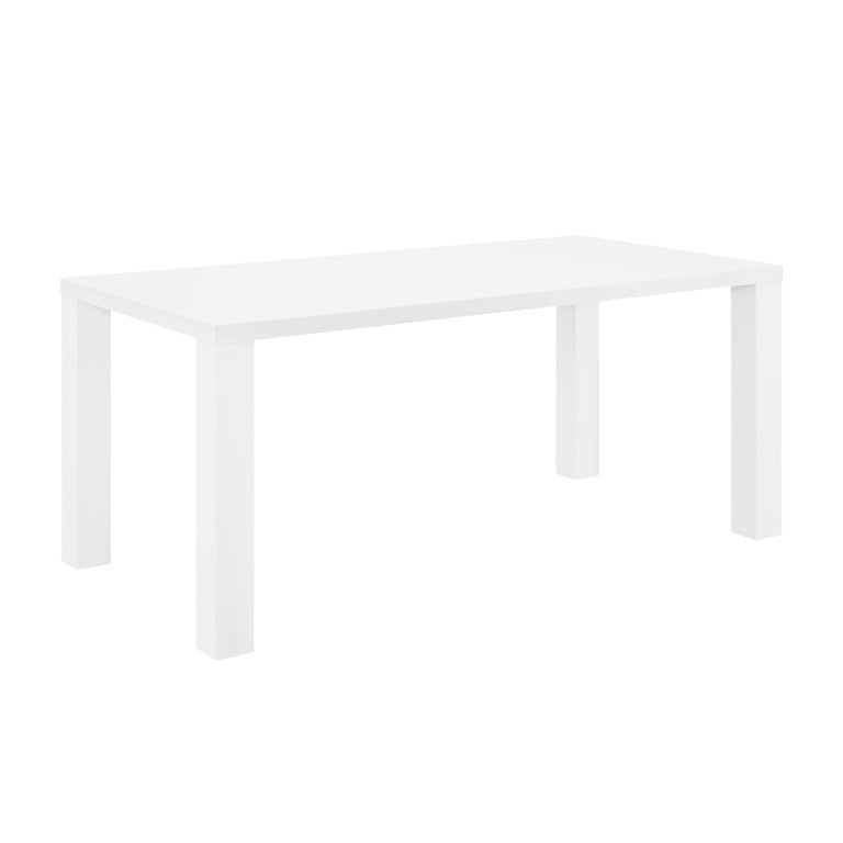 EuroStyle Tresero Rectangular Lacquer Dining Table Seats Six for Modern Minimalist Spaces 90656WHT-KIT