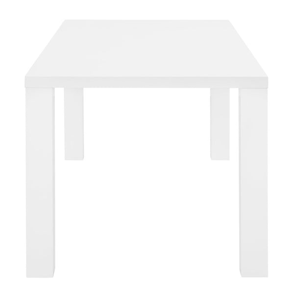 EuroStyle Tresero Rectangular Lacquer Dining Table Seats Six for Modern Minimalist Spaces 90656WHT-KIT