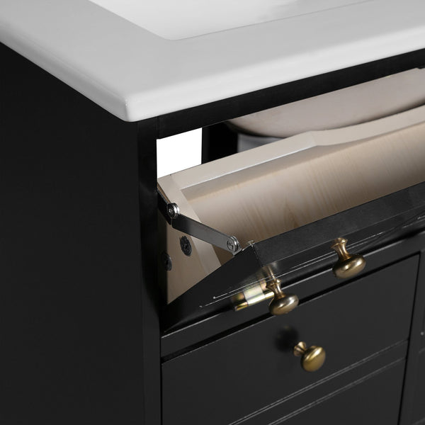 English Elm 24" Modern Bathroom Vanity with Ceramic Sink, Gold Handles, Tip-Out Drawer & Dual Soft-Close Doors N710P276692B