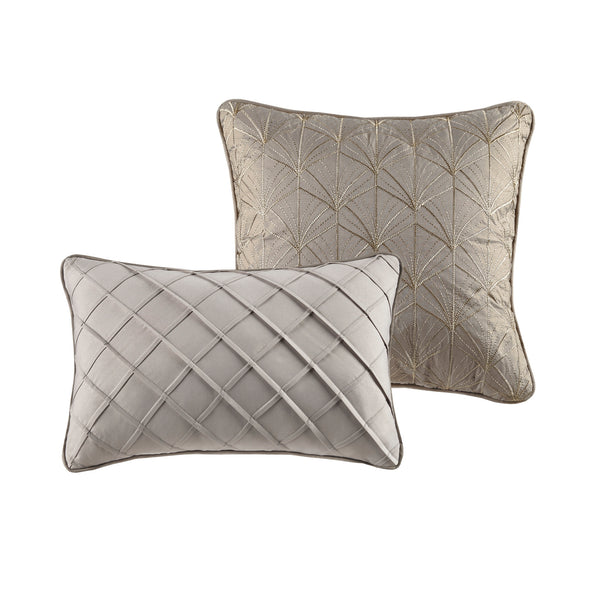 English Elm 12 Madison Park Emilia Jacquard Comforter Set Queen with Metallic Damask, Euro Shams, Sheets & Pillows khaki 18.7 L x 13.98 W x 12.4 H B03597187