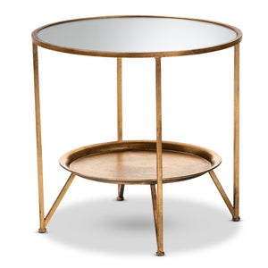 Baxton Studio Baxton Studio Tamsin Antique Gold Accent Table with Mirrored Top & Tray Shelf for Modern Spaces HE17T115-ET