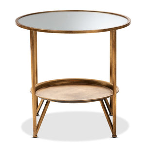 Baxton Studio Baxton Studio Tamsin Antique Gold Accent Table with Mirrored Top & Tray Shelf for Modern Spaces HE17T115-ET
