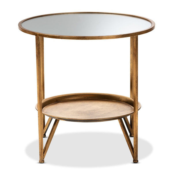 Baxton Studio Baxton Studio Tamsin Antique Gold Accent Table with Mirrored Top & Tray Shelf for Modern Spaces HE17T115-ET
