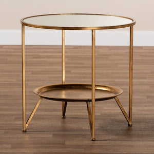Baxton Studio Baxton Studio Tamsin Antique Gold Accent Table with Mirrored Top & Tray Shelf for Modern Spaces HE17T115-ET