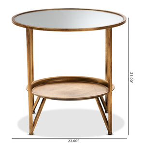 Baxton Studio Baxton Studio Tamsin Antique Gold Accent Table with Mirrored Top & Tray Shelf for Modern Spaces HE17T115-ET