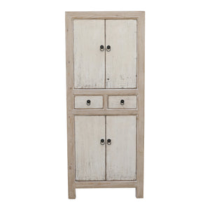 Lilys Narrow Cabinet 2 Draw 4 Dr Cabinet-Antique White Wash 27.5X16.5X67H 90670010