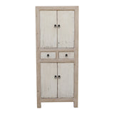 Lilys Narrow Cabinet 2 Draw 4 Dr Cabinet-Antique White Wash 27.5X16.5X67H 90670010