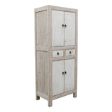 Lilys Narrow Cabinet 2 Draw 4 Dr Cabinet-Antique White Wash 27.5X16.5X67H 90670010