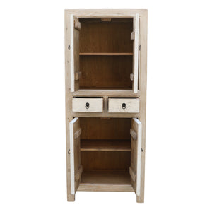 Lilys Narrow Cabinet 2 Draw 4 Dr Cabinet-Antique White Wash 27.5X16.5X67H 90670010