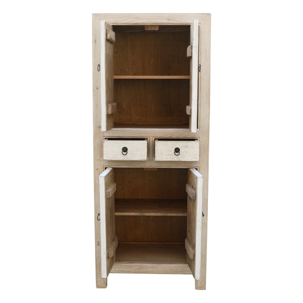 Lilys Narrow Cabinet 2 Draw 4 Dr Cabinet-Antique White Wash 27.5X16.5X67H 90670010