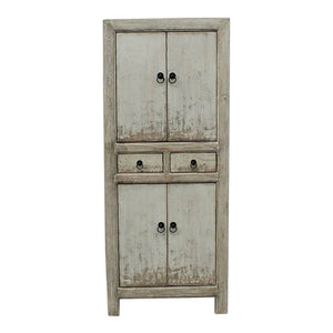 Lilys Narrow Cabinet 2 Draw 4 Dr Cabinet-Antique White Wash 27.5X16.5X67H 90670010