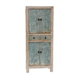 Narrow Cabinet 2 Draw 4 Dr Cabinet-Soft Aqua Wash 27.5X16.5X67H