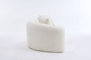 English Elm LY-042 Zen-Inspired S-Curved Dual-Depth Loveseat with Chenille Upholstery, Ready-to-Use Comfort White W2231P329713