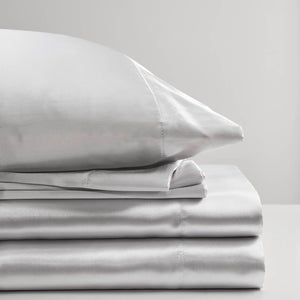English Elm 4 Luxury Satin Twin Sheet Set - 100% Polyester, Soft Smooth 90g Finish, Deep Pocket Fit & Breathable Comfort LIGHT GREY 11.81 L x 9.84 W x 3.15 H B035P319697