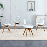 English Elm Modern Chairs Can Rotate 360 Degrees. The Backrest Is Made Of Pet Material, The Seat Cushion Is Made Of Pu Material, and The Support Legs Are Made Of Oak. (Set Of 4)