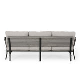 Christopher Knight Home® - Noble House - Carvel Mid-Century Modern 3 Seater Wood Frame Sofa, Light Gray, Gray, and Black