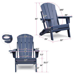 English Elm Folding Outdoor Hdpe Adirondack Chair Weather Resistant Patio Fire Pit Seat W2749P185897