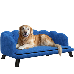 English Elm PawHut Velvet Dog Couch with Foam Cushion, Pearl-Back Elegant Sofa for Medium-Large Dogs, Washable Cover W2225P229230