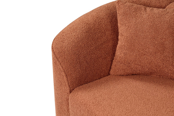 English Elm Christopher Knight Home® - 87" Curved Orange Bouclé Sofa: Sculptural Design, Plush Comfort, And Solid Durability For Modern Living Spaces N767P2323857A