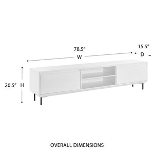 EuroStyle Saga Low Profile Media Stand Matte Lacquer Cabinet with Steel Legs Modern Living 90693WHT-KIT