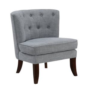 English Elm 1pc Modern Upholstery Button Tufted Accent Chair with Solid Wood Legs, Plush Cushioning for Living Rooms Dark Gray 26.5 L x 28.5 W x 22.5 H B011P305019