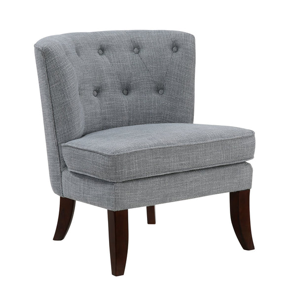 English Elm 1pc Modern Upholstery Button Tufted Accent Chair with Solid Wood Legs, Plush Cushioning for Living Rooms Dark Gray 26.5 L x 28.5 W x 22.5 H B011P305019