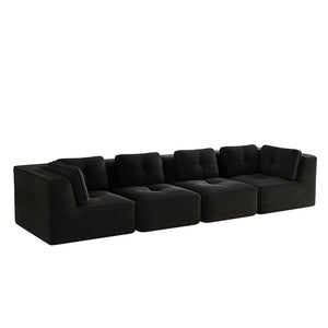 English Elm Modern Corduroy Tufted Modular Sectional with Deep Seating and Anti-slip Base Black W714S01792