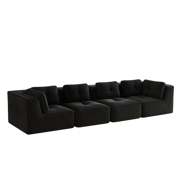 English Elm Modern Corduroy Tufted Modular Sectional with Deep Seating and Anti-slip Base Black W714S01792